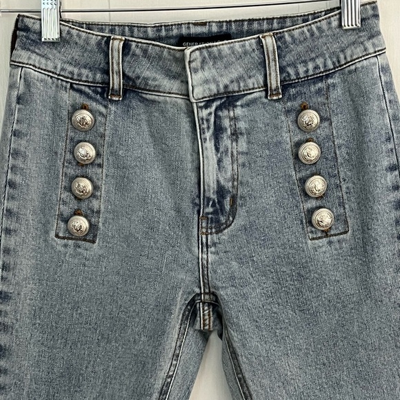 NEW GENERATION LOVE justine denim pants in light blue wash white buttons Size 24 - Picture 4 of 16